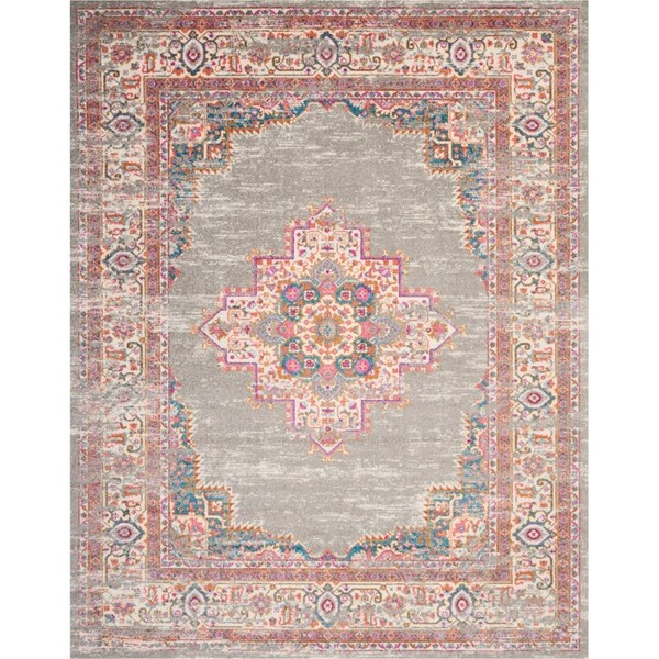Palacedesigns 8 x 10 ft. Gray & Gold Medallion Area Rug - Gray Gold - 8' x 10' PA3670678 - main